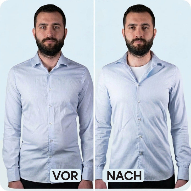 Primer Kompressions-Unterhemd Weiß Vorher Nachher